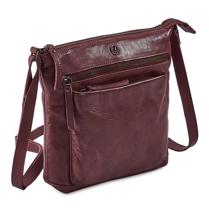 Cochoa Real Leather Purse for Women Crossbody Bag Travel Shoulder Handbag Small Vintage Pocketbook (Oxblood Washed Vintage) - Image 1